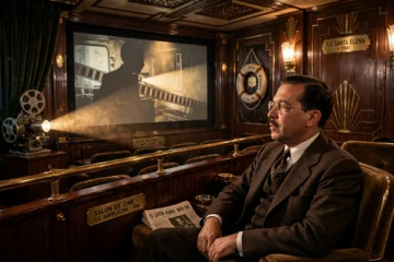 Pedro Henríquez Ureña disfruta del cine en el trasatlántico S. S. Santa Elena en 1941