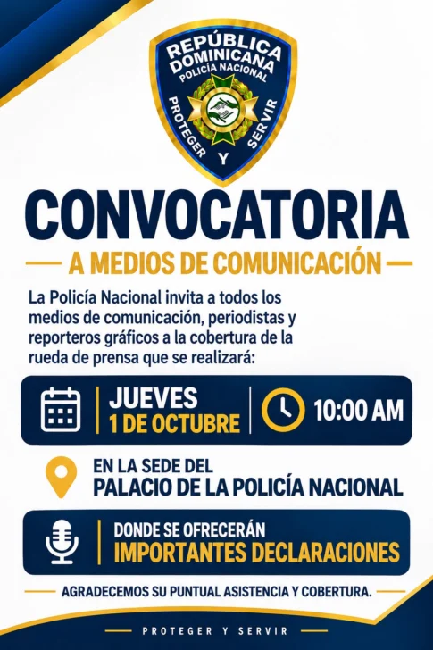 Policía Nacional convoca rueda de prensa para este jueves en medio de recientes operativos y casos bajo investigación