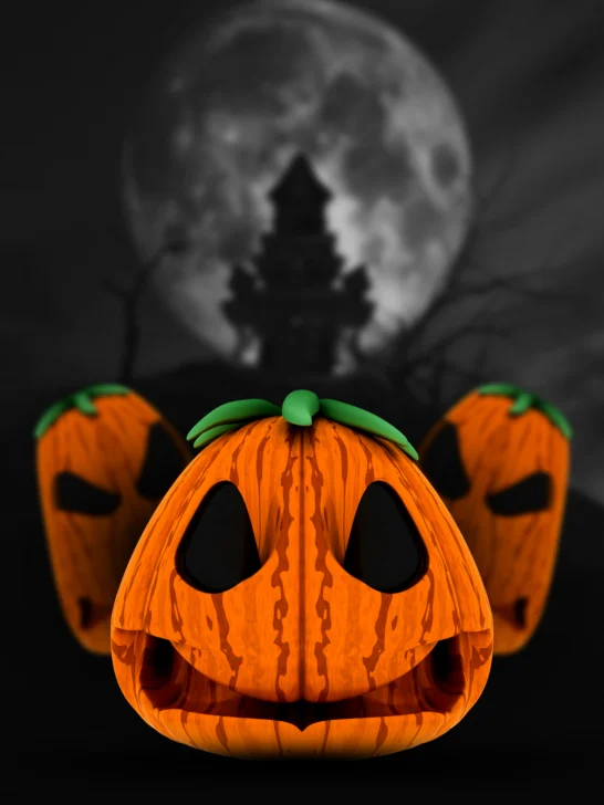 3d-spooky-pumpkins-haunted-castle-landscape-546x728 Halloween