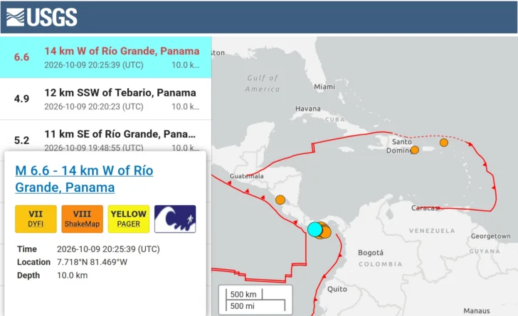 Otro terremoto sacude a Panamá, esta vez de magnitud 6.6 tras el mayor de 7.7 Otro terremoto sacude a Panamá, esta vez de magnitud 6.6 tras el mayor de 7.7