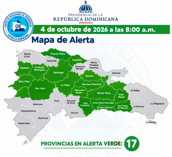 Así estará el clima este 4 de octubre en República Dominicana