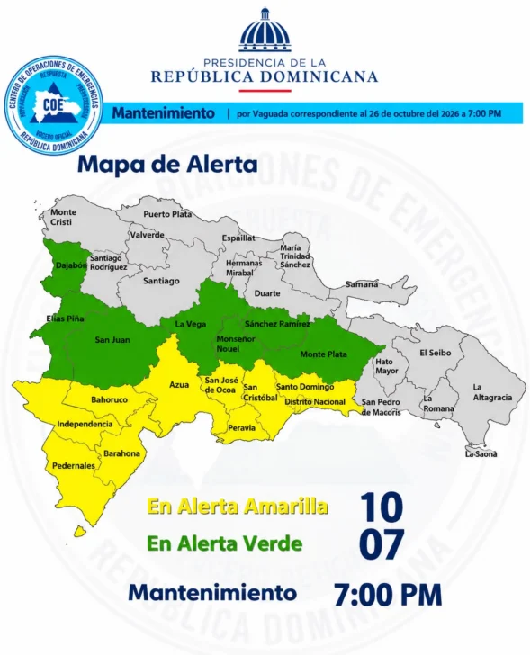 COE mantiene 17 provincias en alerta amarilla y verde por lluvias: cuáles son y qué recomienda