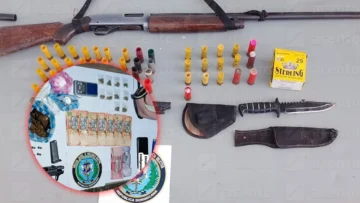 Dintel y Ministerio Público decomisan armas, municiones y presuntas drogas en allanamientos en Monte Plata