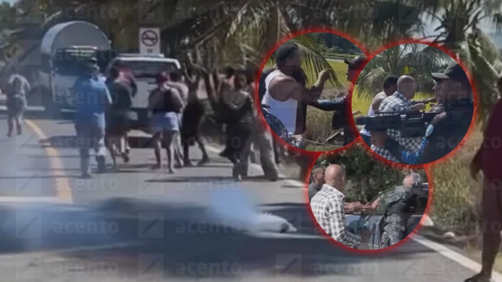 ¡Tremendo rebú! Protesta por desaparición de joven en Nagua termina en enfrentamientos entre policías y comunitarios