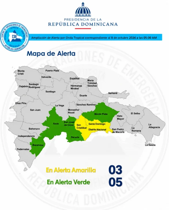 El COE eleva la alerta en ocho provincias por una onda tropical que se desplaza sobre Haití