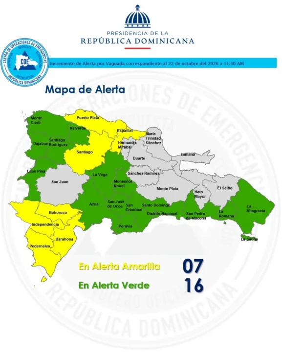 El COE mantiene 23 provincias en alerta por la vaguada; 150 viviendas resultaron afectadas por inundaciones en Santiago El COE mantiene 23 provincias en alerta por la vaguada; 150 viviendas resultaron afectadas por inundaciones en Santiago