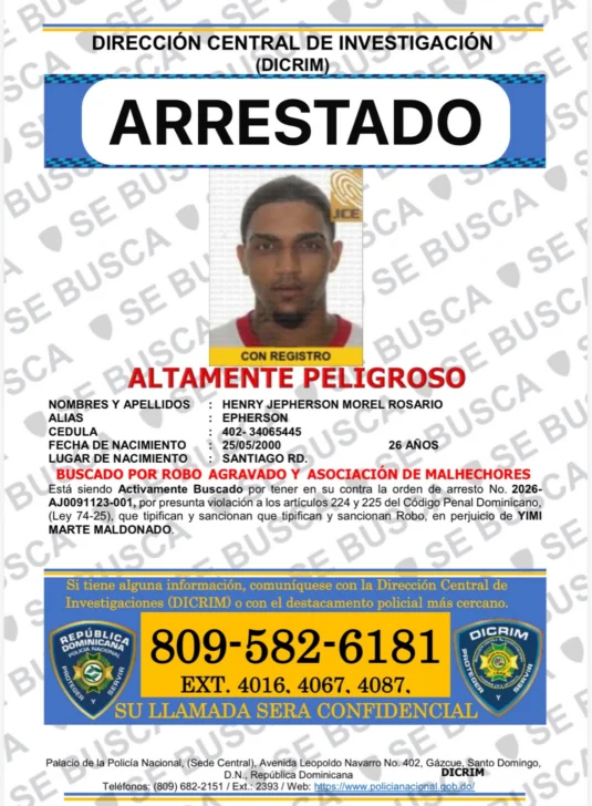 Se entrega y es arrestado “Epherson”, vinculado a robo de RD$1.4 millones en joyería