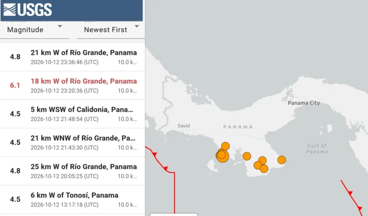 Sismo de 6,4 sacude hoy Panamá tras terremoto de 7,7 del viernes